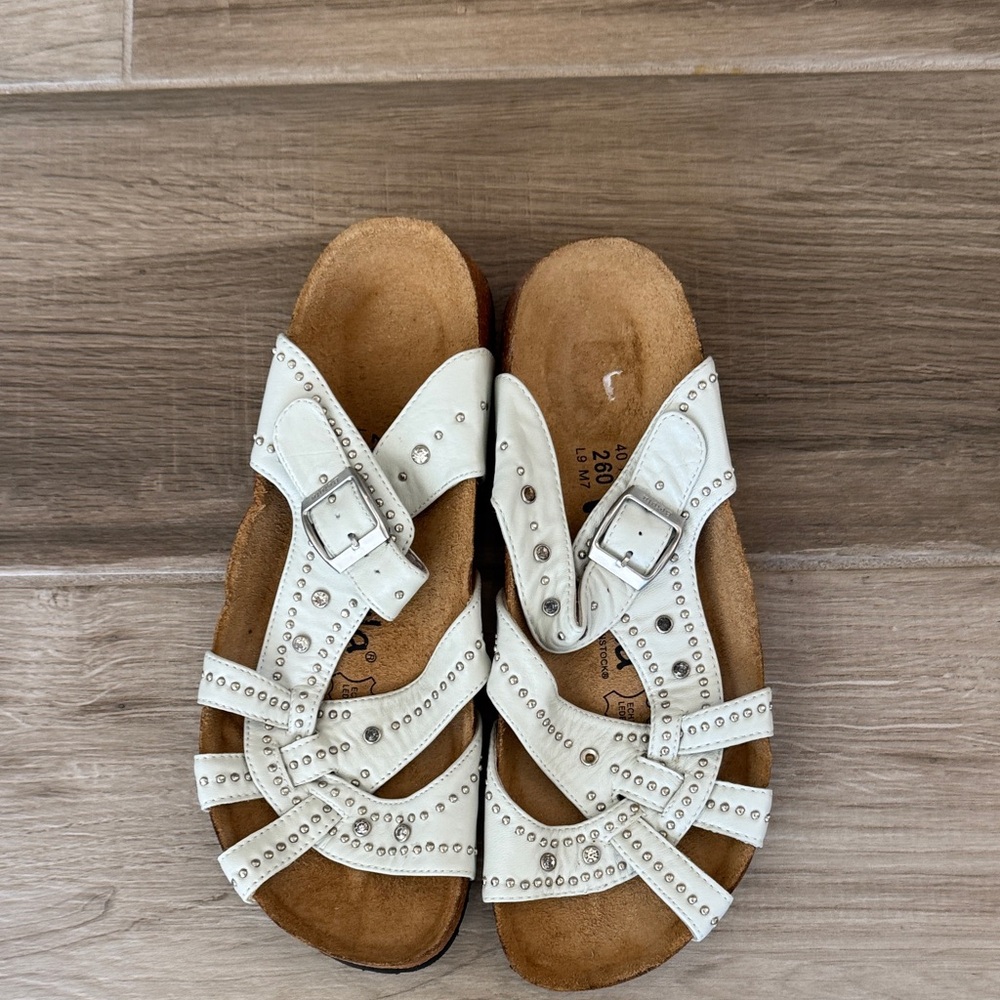 Betula Birkenstock 40 9.5 studded crystal embellished sandals